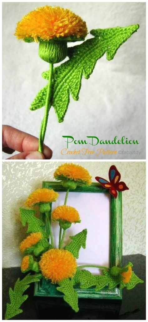 Amigurumi Dandelion Crochet Free Patterns - Crochet & Knitting Crochet Garden, Daisy Duke, Crochet Flowers Easy, Crochet Flowers Free Pattern, Crochet Plant, Crochet Leaves, Crochet Flower Tutorial, Crochet Diy, Hippie Festival