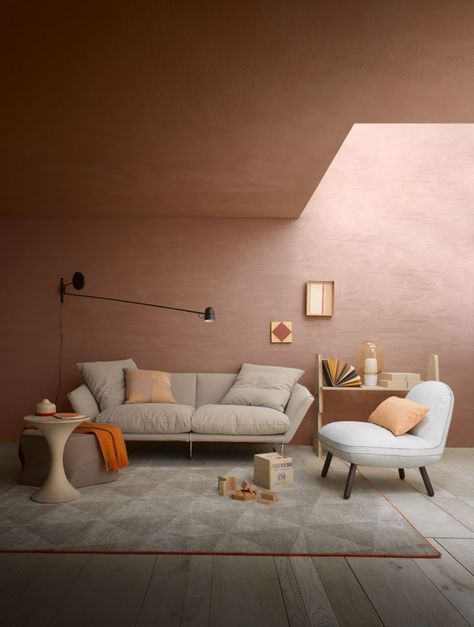 pink and grey colour trends 2015 on Hege in France styling by Alessandra Salari and photo by Beppe Brancato Interior Design Per La Casa, Design Del Prodotto, A Living Room, Pink Walls, Living Room Paint, Cozy Living Rooms, A Chair, Home Fashion, Cozy Living