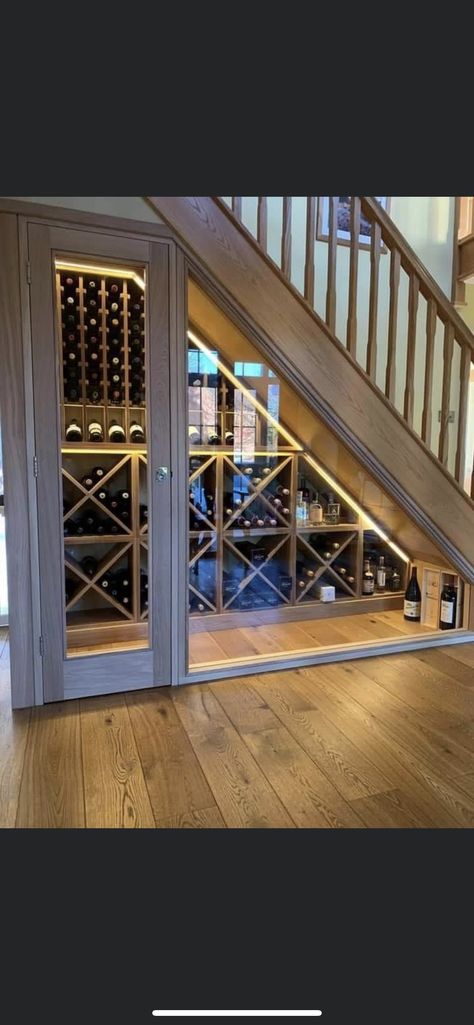 Wine Cellar Under Stairs Staircases, Bar Under Stairs, Under Stairs Wine Cellar, Room Under Stairs, Wine Cellar Basement, Built In Wine Rack, Wine Closet, Home Wine Cellars, Staircase Storage