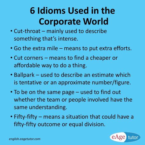 6 Idioms used in the Corporate World Business Vocabulary, Easy English Grammar, English 101, Idioms And Proverbs, English Word Book, Advanced English Vocabulary, Idiomatic Expressions, Homework Helpers, Easy English