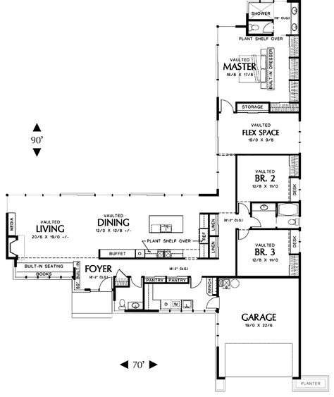 L Shaped Ranch, L Shaped House Plans, L Shaped House, California Ranch, Ranch Style House Plans, Garage House Plans, Passive Solar, Ranch Style Homes, Contemporary House Plans