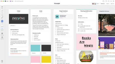 Milanote Aesthetic, Milanote Templates, Milanote Ideas, Personal Branding Examples, Branding Examples, Storyboard Examples, Self Branding, Small Business Planner, Dashboard Template