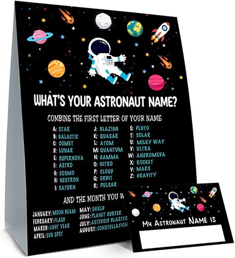 Space Birthday Party Games, Astronaut Activities, Astronaut Birthday Party, Space Party Decorations, Astronaut Party, Space Theme Party, Astronaut Birthday, Outer Space Party, Name Game