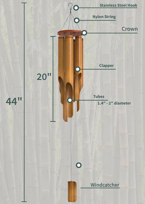 Bamboo Windchimes Diy, Bamboo Wind Chimes Diy, Wood Windchimes, Bamboo Crafts Diy, Wood Wind Chimes, Bamboo Toys, Bamboo Chimes, Bamboo Home Decor, Bamboo Wall Decor