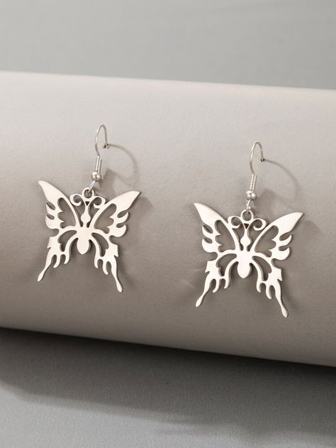 Free Returns ✓ Free Shipping On Orders $49+ ✓. Butterfly Drop Earrings- Earrings at SHEIN. Grunge Earrings, Shein Outfits, Outfits Spring, Flower Hair Accessories, Butterfly Earrings, Silver Drop Earrings, Fashion Accessories Jewelry, First Order, Jewelry Party