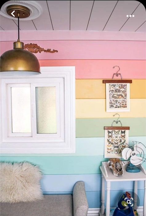 Rainbow Shiplap Wall, Playhouse Interior, Magical Childhood, Rainbow Bedroom, Rainbow House, Wendy House, Rainbow Room, Interior Pictures, Outdoor Diy