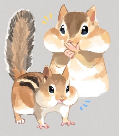 Animal Marker Drawing, Cute Winter Animals Drawing, Cute Chipmunk Drawing, Squirrel Fursona, Chipmunk Sketch, Chibi Squirrel, Squirrel Character Design, Cute Squirrel Drawing, Chipmunk Illustration