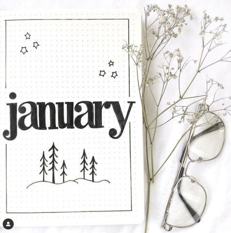 January Bullet Journal Cover, Cover Page Ideas, Minimalist Bullet Journal, December Bullet Journal, Bullet Journal Month, Bullet Journal Cover, January Bullet Journal, Bullet Journal Page, Bullet Journal 2020