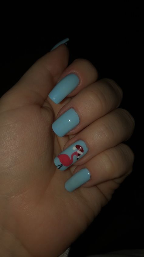 Christmas flamingo nails Christmas Nails For Florida, Christmas Beach Vacation Nails, Christmas Flamingo Nails, Florida Christmas Nails, Christmas In July Nails, Beachy Christmas Nails, Christmas Cruise Nails, Beach Christmas Nails, Christmas Beach Nails