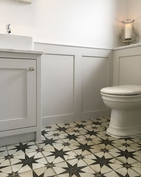 My new downstairs cloakroom Cloakroom Toilet Downstairs Loo, Downstairs Toilet Ideas, Small Downstairs Toilet, Cloakroom Toilet, Toilet Ideas, Downstairs Cloakroom, Toilet Room Decor, Bathroom Paneling, Purbeck Stone