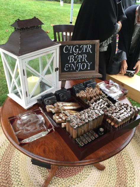 50th Birthday Party Ideas For Men, Wedding Cigars, Speakeasy Party, Mens Birthday Party, Whiskey Bar, Cigars And Whiskey, Birthday Table, Retirement Parties, 50th Birthday Party