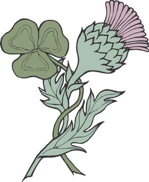 shamrock & thistle, representing Ireland & Scotland Scottish Thistle Tattoo, Celtic Signs, Scottish Tattoos, Scottish Symbols, Thistle Tattoo, Thistles Art, Irish Symbols, Irish Tattoos, Celtic Symbol