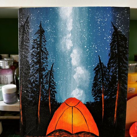 Went camping yesterday.. on my Canvas..! 😄 Swipe to see the process shots I remembered to capture 🫣 Do you enjoy camping? Camping Painting, The Process, Art Studio, Camping, Canvas, On Instagram, Instagram, Art