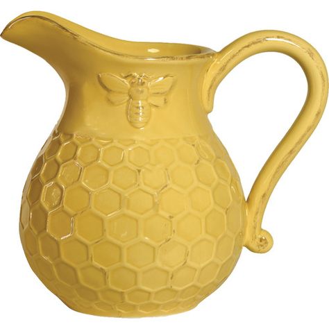 Found it at Wayfair - Honeycomb Pitcher Bees Gees, Bee Cottage, Honey Bee Decor, Drink Pitcher, Porcelain Pitcher, Bee Inspired, Bee Decor, Ceramic Pitcher, Honeycomb Pattern