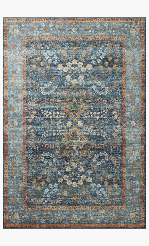 PAL-04 RP NAVY | Loloi Rugs Anna Bond, Loloi Rugs, Rug Direct, Navy Rug, Magnolia Homes, Polyester Rugs, Floral Area Rugs, Floral Botanical, Power Loom