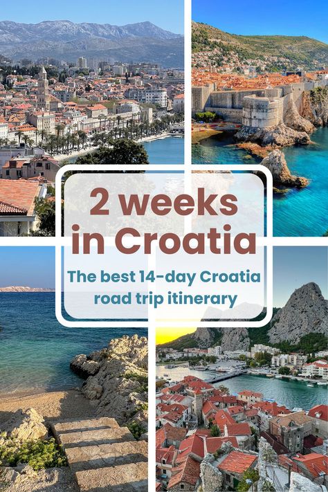 We’ve created a two-week Croatia road trip itinerary to help you make the most of your 14-day road trip in Croatia. From the stunning Plitvice Lakes to the charming Dubrovnik, this 14-day journey will give you a taste of the best of Croatia. You can read about: How to spend 2 weeks in Croatia · Best places to visit in Croatia in two weeks · Best things to do in Croatia · Plitvice Lakes, Zagreb, Zadar, Pag Island, Krka, Split and much more · Hotel and itinerary recommendations #CroatiaRoadTrip Croatia Itinerary One Week, What To Do In Split Croatia, Croatia And Slovenia Itinerary, Croatia Road Trip, Croatia Must See, One Day In Split Croatia, Things To Do In Croatia, Croatia Itinerary, Croatia Beach