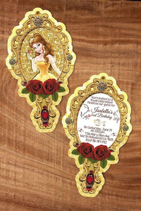 20 personalized beauty and the beast mirror invitation Beauty And The Beast Mirror, Beauty And The Beast Wedding Cake, Mirror Invitation, Princess Belle Party, Belle Birthday Party, Beauty And Beast Birthday, Beauty And Beast Wedding, Beauty And The Beast Theme, Belle Birthday