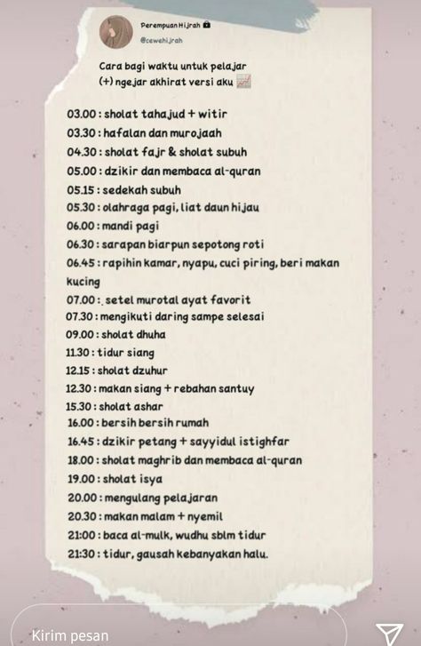 Jadual Belajar Aesthetic, Jadwal Harian Produktif, Daily Routine Schedule Muslim, Islamic Timetable, Jadwal Harian, Prayer Timetable, Wallpaper Ayat, Capricorn Design, Daily Routine Schedule