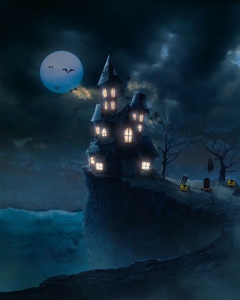 Halloween House Wallpaper, Gif Halloween, Happy Halloween Gif, Halloween Gifs, Halloween Live Wallpaper, Halloween Challenge, Helloween Wallpaper, Halloween Shadow Box, Background Halloween