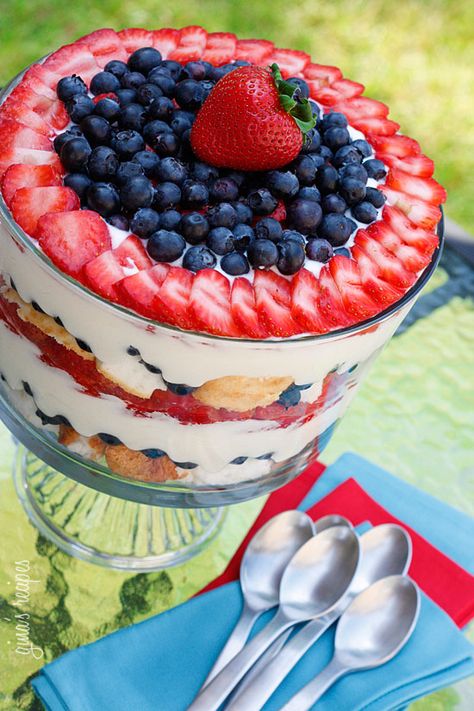 4th of July Recipes | The 36th AVENUE Blueberry Trifle, Berry Trifle, 4th Of July Desserts, Fourth Of July Food, Trifle Recipe, Oreo Dessert, God Mat, Monkey Bread, Think Food