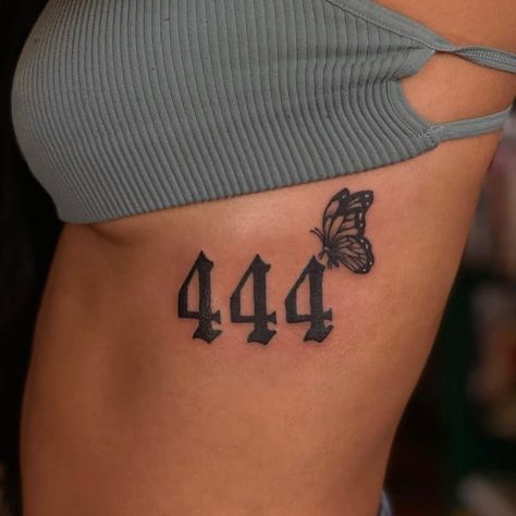 Hidden Tattoo For Women, Tattoo And Their Meanings, 444 Tattoo Collarbone, Dark Skin Tattoo Ideas, 444 Neck Tattoo, 444 Meaning Tattoo, Tattoo Ideas Female Neck, 444 Tattoo Meaning, 444 Tattoos