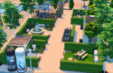 Sims Bar, Sims 4 Park, Ts4 Community Lots, No Cc Sims, Deco Sims, Ts4 Lots, Teapot Ideas, Sims 4 Building Ideas, Sims 4 Build Mode