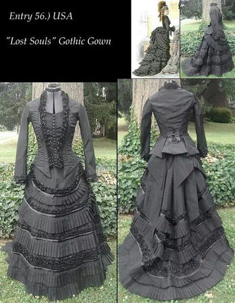 Victorian Black And White Victorian Dress, Victorian Outfit, Gothic Gowns, 1870s Fashion, Bustle Dress, Victorian Costume, Gothic Victorian, Victorian Clothing, Antique Dress