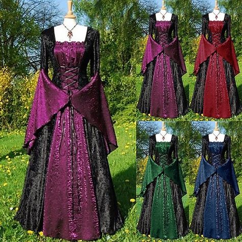 17th Century Dress, Vintage Party Dresses, Century Dress, Court Dresses, European Dress, Long Gown Dress, Plus Size Halloween, Dress Retro, Medieval Dress