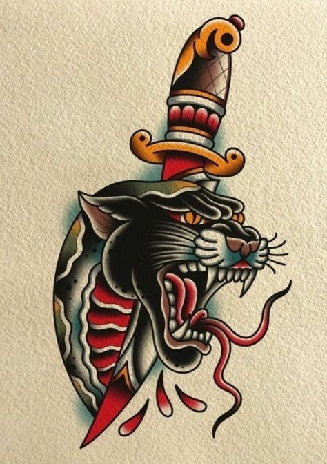 Japan Dragon, Traditional Tattoo Drawings, Traditional Tattoo Inspiration, Traditional Tattoo Designs, Traditional Style Tattoo, Panther Tattoo, Traditional Tattoo Sleeve, Traditional Japanese Tattoos, Old School Tattoo Designs