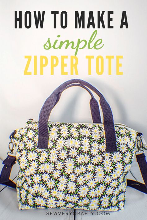 Zippered Tote Bag Pattern, Diy Handmade Bags, Homemade Bags, Purse Sewing, Tote Tutorial, Fun Room, Tote Bag Pattern Free, Diy Tote, Household Sewing