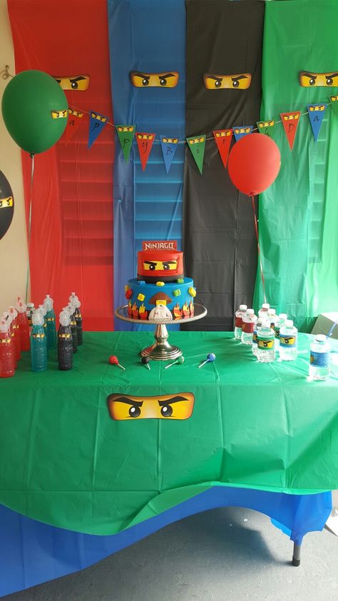 Ninja Go Birthday Party, Lego Ninjago Birthday Party Ideas, Ninjago Party Ideas Decoration, Ninjago Birthday Theme, Ninja Go Party Ideas, Ninjago Birthday Party Decorations, Ninja Go Cake, Ninjago Party Ideas, Ninjago Decorations Ideas