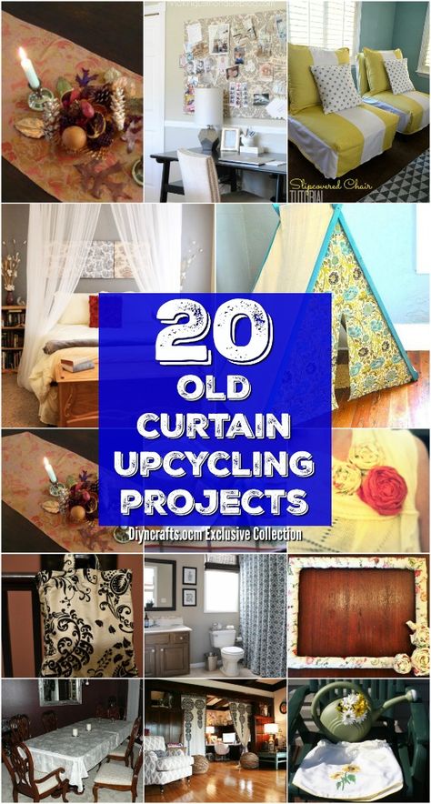 20 Repurposing Ideas To Make Good Use Of Old Curtains - Wonderful ways to upcycle old curtains! <3 via @vanessacrafting Diy Recycled Projects, Repurposing Ideas, Upcycling Projects, Upcycle Repurpose, Drop Cloth Curtains, Garden Wallpaper, Diy Upcycling, Upcycled Home Decor, Recycled Projects