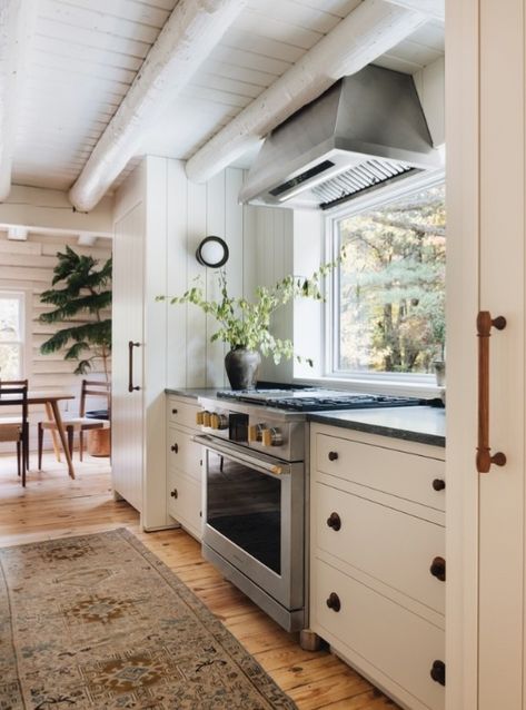 Taupe Cabinets, Michigan Cabin, Established Home, Jean Stoffer Design, Stoffer Home, Jean Stoffer, Modern Adirondack, Rustic Log Cabin, Holland Michigan