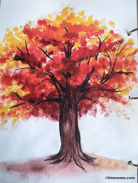 Aesthetic Tree Drawing, Maple Tree Drawing, Fall Tree Watercolor Painting, Pots Crafts, Watercolor Tattoo Tree, Embroidery Sketch, Watercolor Painting Easy, Pine Tree Drawing, Vinyl Art Paint