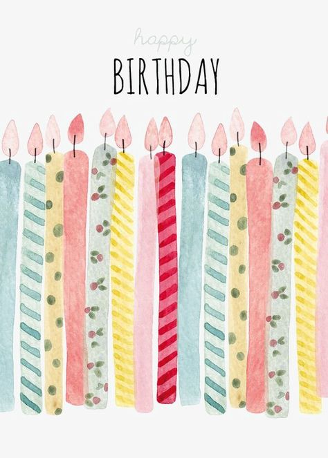 Birthday Wishes Greeting Cards, French Illustration, Birthday Wishes Greetings, Cake Mini, Watercolor Birthday Cards, Birthday Illustration, Watercolor Birthday, Bday Cards, Happy Cards