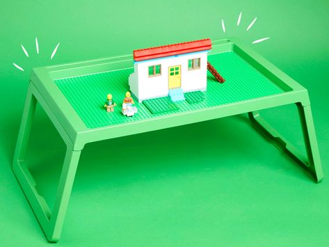 We have an awesome Ikea hack for making a portable lego tray Lego Tray Diy, Diy Lego Table From End Table, Ikea Tray, Diy Lego Tray With Storage, Lego Tray, Diy Lego Brick Sorter, Children Hospital, Lego Table, Organizing Paperwork