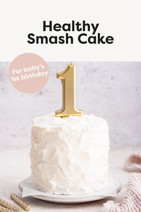 This healthy smash cake is perfect for baby’s first birthday. It’s made with almond flour, banana and has no added sugar. Healthy Smash Cake, Almond Flour Banana, Smash Cake Recipes, Eating Bird Food, Baby Cake Smash, Baby's First Birthday, First Birthday Cake, Coconut Whipped Cream, Sugar Cake