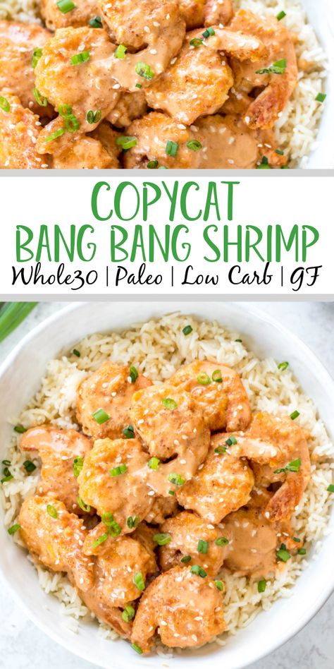 Gluten Dairy Free Shrimp Recipe, Bangbang Shrimp Recipes, Shrimp Recipes Macro Friendly, Primal Kitchen Buffalo Sauce Recipes, Primal Kitchen Recipes, Low Carb Bang Bang Shrimp, Gluten Free Fried Shrimp, Paleo Shrimp Recipes, Healthy Bang Bang Shrimp