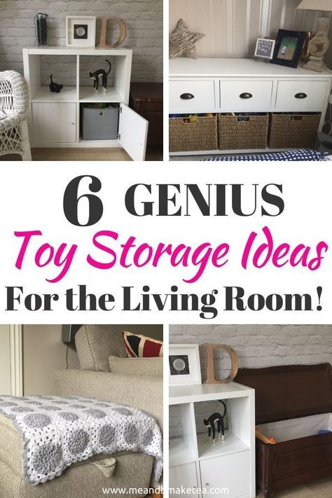 6 Genius Toy Storage Ideas for the Living Room! | Ideas and inspiration for toy and Lego storage ideas for your living room. Your lounge doesn't have to look like a toy shop! #storage #ikeahacks #toystorage Toy Storage Hacks, Lego Storage Ideas, Toy Storage Ideas, Blogger Ideas, Make Tea, Storage Tips, Genius Ideas, Lego Storage, Busy Mum