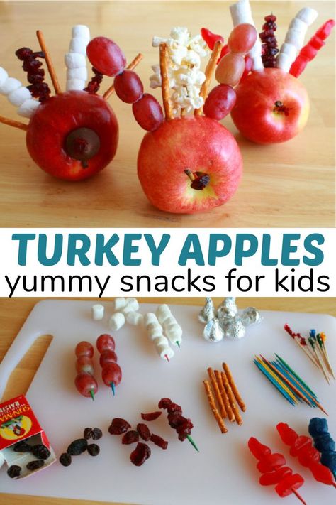 Turkey Snacks For Kids, Apple Snacks For Kids, Turkey Snacks, Stick Pretzels, Turkey Apple, Apple Turkey, Apple Snacks, Fun Kids Crafts, Fun Food For Kids