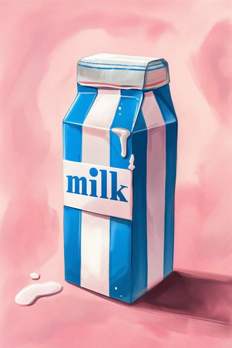 Discover and download free images Spilled Serenity: A Carton of #Milk on Pastel Pink https://aifusionart.com/spilled-serenity-a-carton-of-milk-on-pastel-pink-2/?utm_source=facebook&utm_medium=social&utm_campaign=ReviveOldPost #Dairy Pastel Packaging Design, Milk Carton Art, Carton Of Milk, Fusion Art, Milk Carton, Download Free Images, Package Design, Linocut, Malta