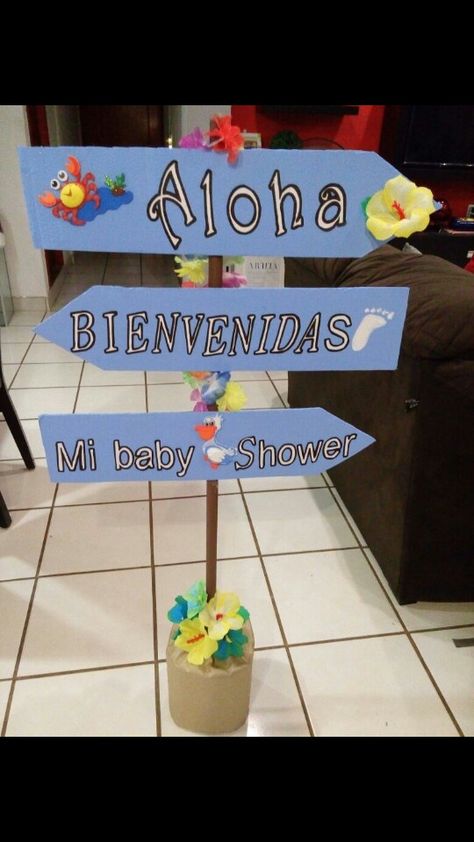 Cartel bienvenidas a mi baby shower  Estilo hawaiano Baby Shawer, Moana, Hawaii, Party Ideas, Baby Shower, Shower