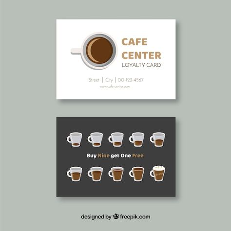 Loyalty Card Coffee, Coffee Shop Business Card, Loyalty Card Design, Cafe Cards, Moodboard Design, Loyalty Card Template, Beverage Poster, Street Coffee, Sandwich Bar