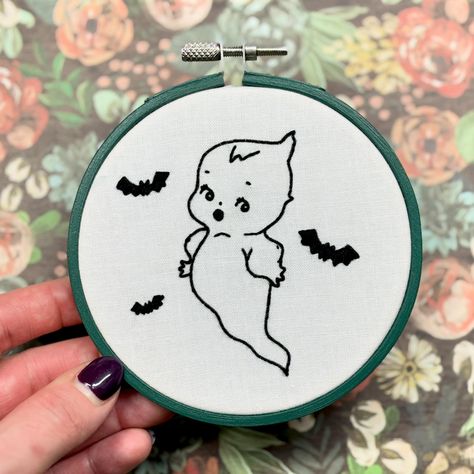 ✨ Ghostie kewpie special request ready!! And another coming up soon! Thank you so much 🦇🖤✨ Kewpie Embroidery, Embroidered Art, Family Crafts, March 3, Thank You So Much, Hand Embroidered, Thank You, Embroidery, On Instagram