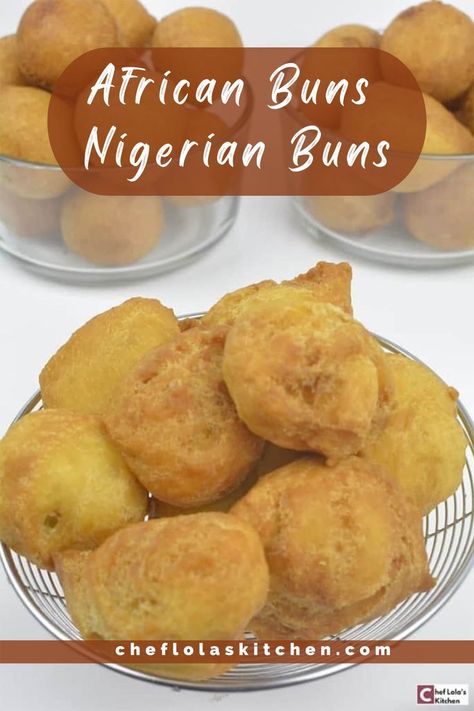 freshly fried golden buns arranged in the oil drainer. Nigerian Buns, Nigerian Rice, Nigerian Soup, Nigerian Recipes, Jollof Rice, Buns Recipe, Pepper Soup, Yellow Rice, Popular Snacks