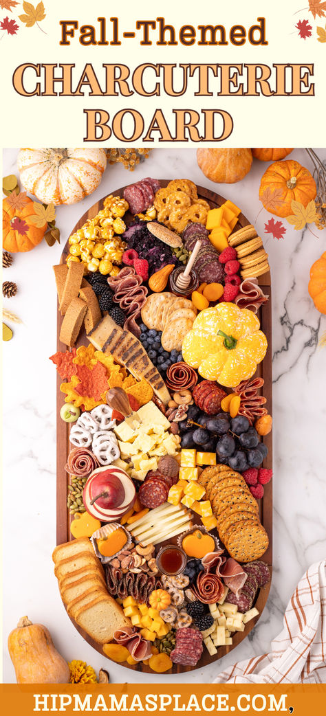 fall charcuterie board Tha Ksgiving Charcuterie Board, Fall Bridal Shower Charcuterie Board, Easy Fall Charcuterie Board Ideas, Fruit And Cheese Charcuterie Board, Fall Party Foods, Fall Charcuterie Board Ideas, Thanksgiving Charcuterie Board Ideas, Thanksgiving Cheese Boards, Fall Cheese Boards