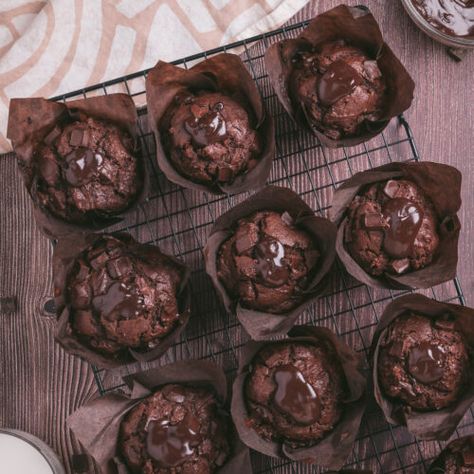 Olympic Village Chocolate Muffins Copycat - Gimme From Scratch Chocolate Muffin Recipe, Chocolate Muffin, Olympic Village, Muffin Liners, Filled Muffins, Small Spoon, Muffin Recipe, Chocolate Muffins, Recipe Images