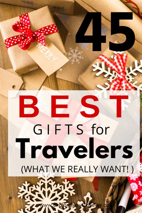 Looking for fun travel gifts? Here are 45 gifts that travelers love BEST: gifts for traveling women, men, couples, adventurers + books, gadgets & essentials.  Gifts for travelers | things to buy people who travel | what to pack for travel |best gifts for travelers | gifts for travelers women | gifts for travelers men | gifts for travelers couples | travel must haves packing | travel must haves international | travel must haves products | what to bring to Europe | gift ideas for travelers Gifts For Travelers, Best Travel Gifts, Travel Must Haves, Holiday Foods, Fun Travel, Frequent Traveler, Best Places To Travel, Travel Packing, Travel Couple