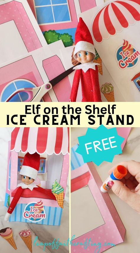 elf on shelf ice cream stand prop Elf On The Shelf Sundays Are For Sundaes, Elf On The Shelf Cricut Projects, Elf On The Shelf Party Theme, Elf On The Shelf Ice Cream, Elf On The Shelf Props Free Printable, Diy Elf On The Shelf Props, Free Printable Elf On The Shelf Props, Elf On Shelf Props, Elf On The Shelf Cricut Ideas