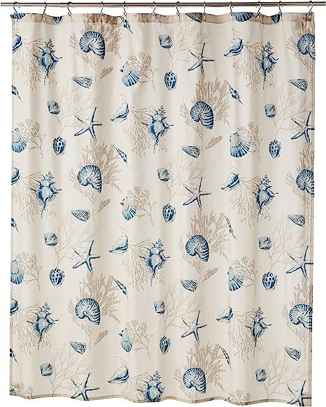 Amazon.com: Madison Park Bayside Print Cotton Fabric Long Shower Curtain, Coastal Shower Curtains for Bathroom, 72 X 72, Blue : Home & Kitchen Coastal Shower Curtains, Seashell Shower Curtain, Dorm Room Curtains, Coastal Shower Curtain, Long Shower Curtain, Curtains For Bathroom, Long Shower Curtains, Shower Rods, Blue Shower Curtains